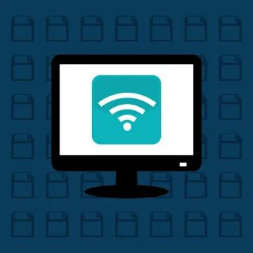 Computer wifi technology Illustrazione stock