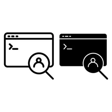 Computer window and user search line and glyph icon. Browser vector illustration Illustrazione stock