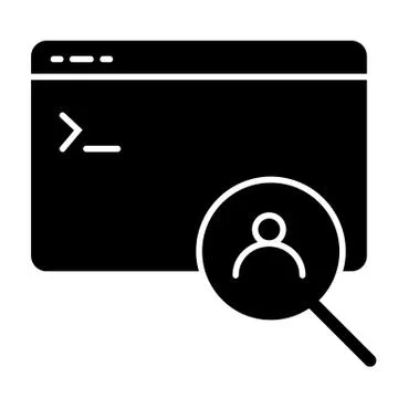 Computer window and user search solid icon. Browser vector illustration isolated Illustrazione stock