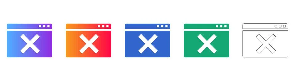 Computer Window Close Error Icons Stock-Illustration