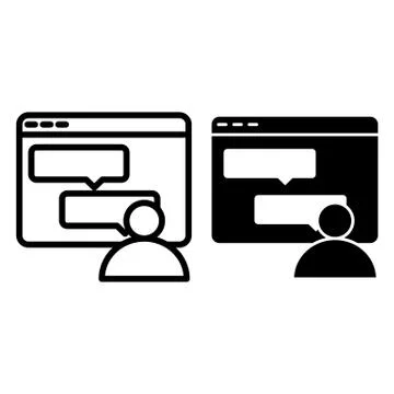 Computer window with dialogue line and glyph icon. Messages in browser vector Illustrazione stock