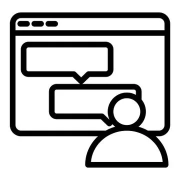 Computer window with dialogue line icon. Messages in browser vector illustration Illustrazione stock