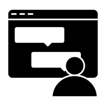 Computer window with dialogue solid icon. Messages in browser vector Stock Illustration