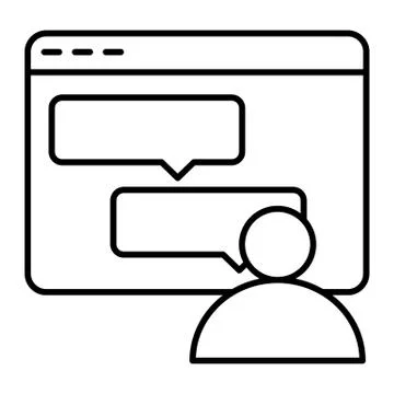 Computer window with dialogue thin line icon. Messages in browser vector Illustrazione stock
