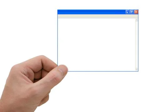 Computer window in hand Stock Photos