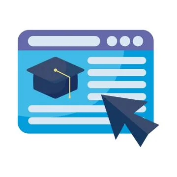 Computer window with icons of online education イラスト素材