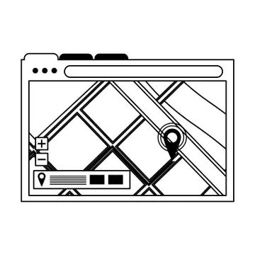 Computer window technology hardware cartoon in black and white Stock Illustration