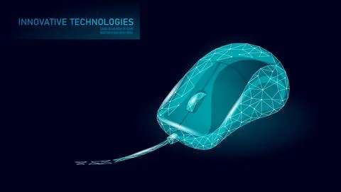 Computer wire mouse 3D concept. Technology control office pointer cursor symbol Illustrazione stock