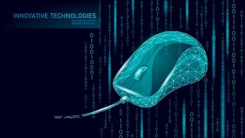 Computer wire mouse 3D concept. Technology control office pointer cursor symbol 스톡 일러스트