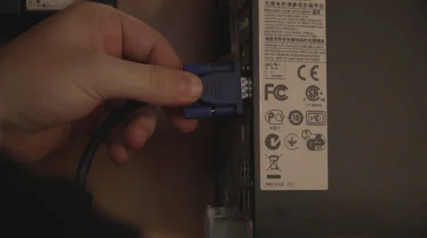 Computer Wires Being Set Up Vídeo Stock 39198911