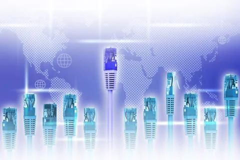 Computer wires on blue Stock Illustration