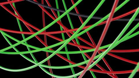 Computer wires on dark background. Network Ethernet connection concept 3d render Stock Illustration