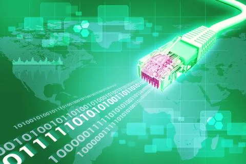 Computer wires on green Stock Illustration