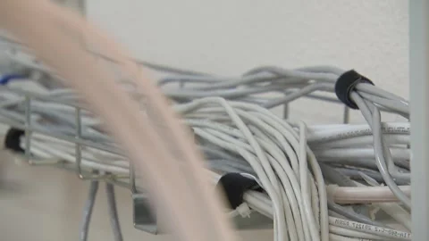 Computer wires, network cable, internet cable. Network connection Stock Footage 263544317