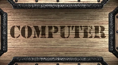 Computer on wooden stamp Видео 8646169