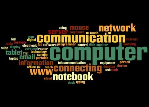 Computer, word cloud concept 스톡 일러스트