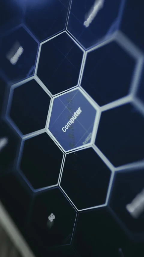 Computer word within a hexagonal grid pattern Stock Footage 335493893