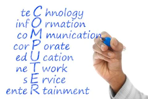 Computer word written on transparent wipe board Illustrazione stock