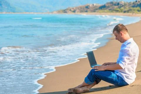 Computer work in freedom out of the office Stock Photos