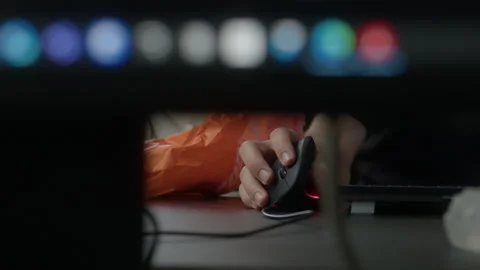 Computer work hands on mouse Stock Footage 318075585