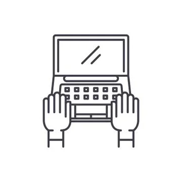 Computer work line icon concept. Computer work vector linear illustration Stock Illustration