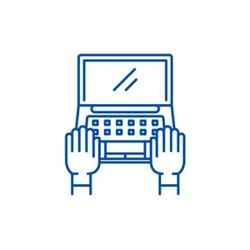 Computer work line icon concept. Computer work flat vector symbol, sign, outline Stock Illustration