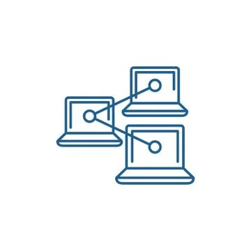 Computer work network line icon concept. Computer work network flat vector Illustrazione stock