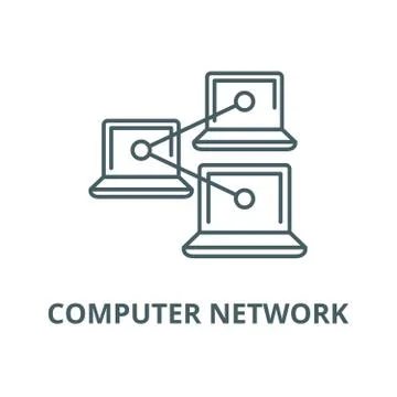 Computer work network vector line icon, linear concept, outline sign, symbol イラスト素材
