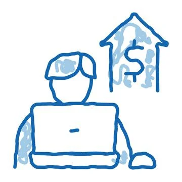 Computer work realtor doodle icon hand drawn illustration Illustrazione stock