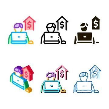 Computer work realtor icon looks vector outline Illustrazione stock