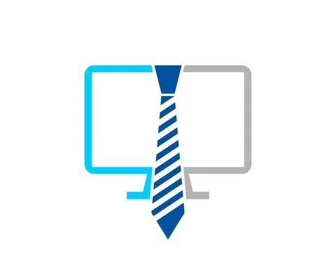 Computer with work tie in the middle Illustrazione stock