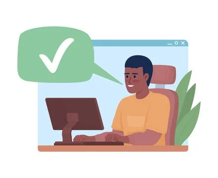 Computer worker flat concept vector cartoon illustration Illustrazione stock