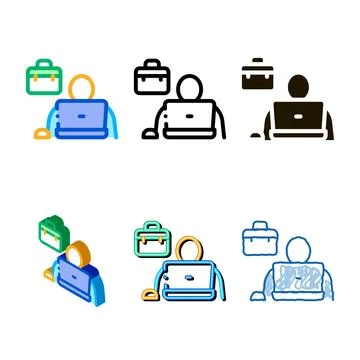 Computer worker icon diversity vector outline Stock Illustration