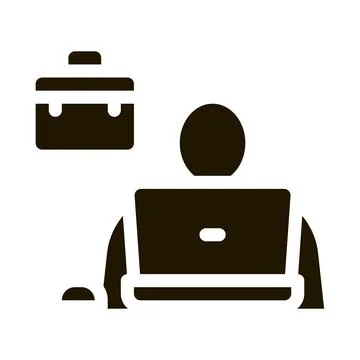 Computer worker icon Vector Glyph Illustration Illustrazione stock
