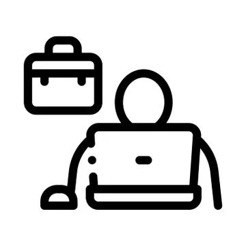 Computer worker icon vector outline illustration Stock Illustration