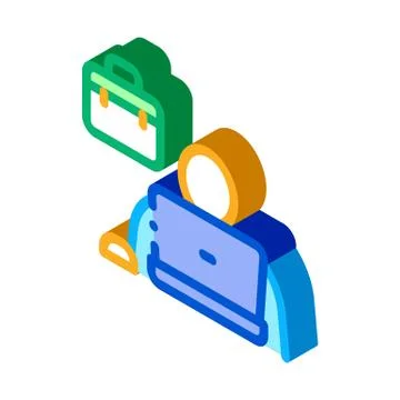 Computer worker isometric icon vector illustration Stock Illustration