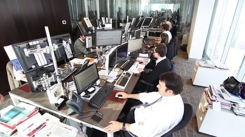 Computer workers in office Stock Footage 77046627