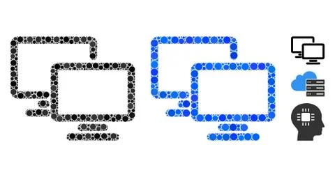 Computer Workgroup Composition Icon of Spheric Items Stock Illustration