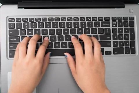 Computer working hand typing Stock Photos