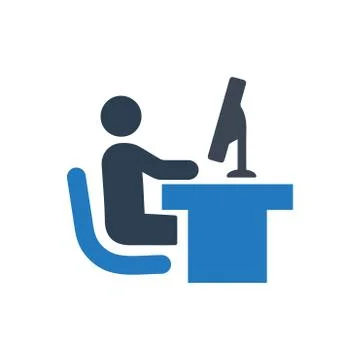 Computer Working Icon Stock Illustration