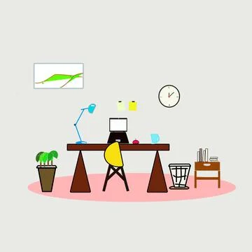 Computer working online at home office	 Stock Illustration