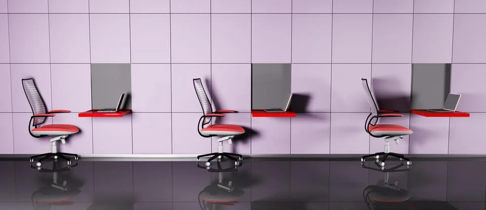 Computer workplaces 3d Stock Illustration