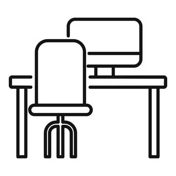 Computer workspace icon, outline style Illustrazione stock