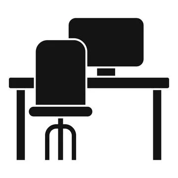 Computer workspace icon, simple style Illustrazione stock