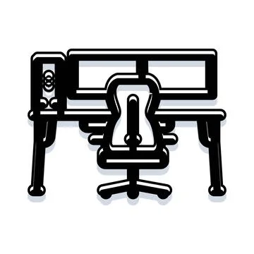 Computer workstation desk setup creating digital content 스톡 일러스트