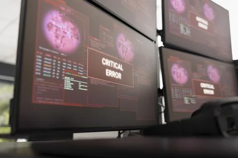 Computer workstation displays operating system error message Stock-Fotos