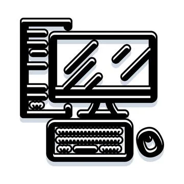 Computer workstation setup with personal desktop technology 스톡 일러스트