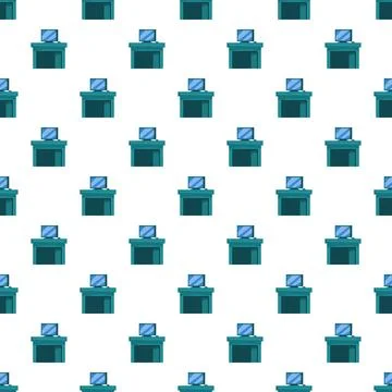 Computer workstations repeating pattern on white background Illustrazione stock