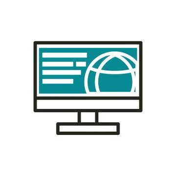 Computer world web development icon line and fill 스톡 일러스트
