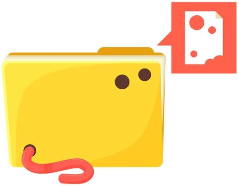 Computer worm crawls into storage device, virus detection isolated flat vector Stock Illustration